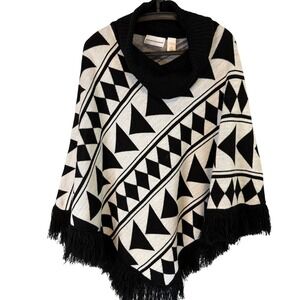 Alfred Dunner Pull Over Shawl Cape L/XL Boho Feminine Festival Cold Weather Cozy